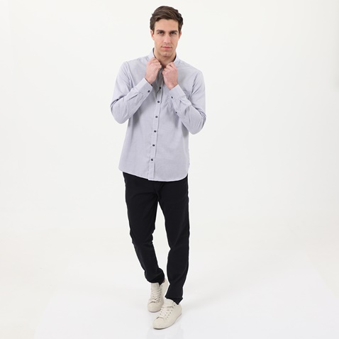 NAVY & GREEN-Ανδρικό πουκάμισο NAVY & GREEN COMFORT FIT λευκό καρό μπλε