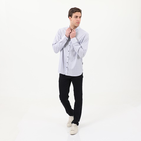 NAVY & GREEN-Ανδρικό πουκάμισο NAVY & GREEN COMFORT FIT λευκό μπλε καρό