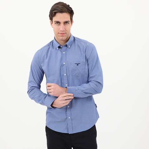 NAVY & GREEN-Ανδρικό πουκάμισο NAVY & GREEN COMFORT FIT μπλε