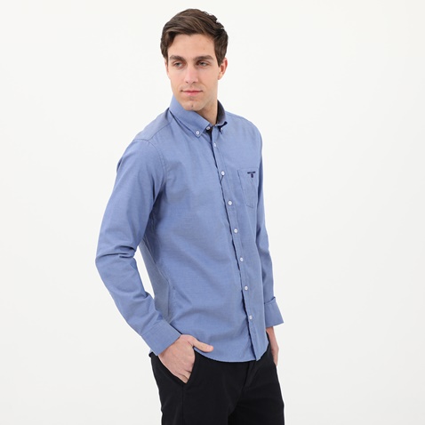 NAVY & GREEN-Ανδρικό πουκάμισο NAVY & GREEN COMFORT FIT μπλε