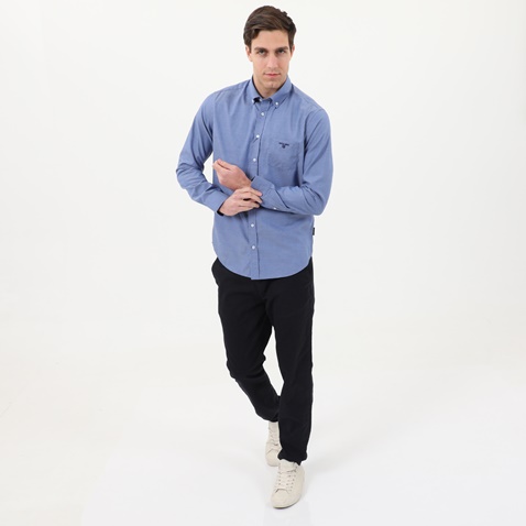 NAVY & GREEN-Ανδρικό πουκάμισο NAVY & GREEN COMFORT FIT μπλε