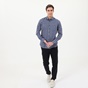 NAVY & GREEN-Ανδρικό πουκάμισο NAVY & GREEN COMFORT FIT μπλε λευκό καρό