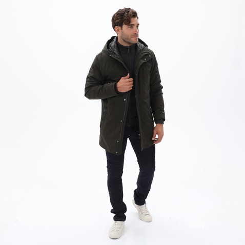 NAVY & GREEN-Ανδρικό jacket τύπου parka NAVY & GREEN λαδί
