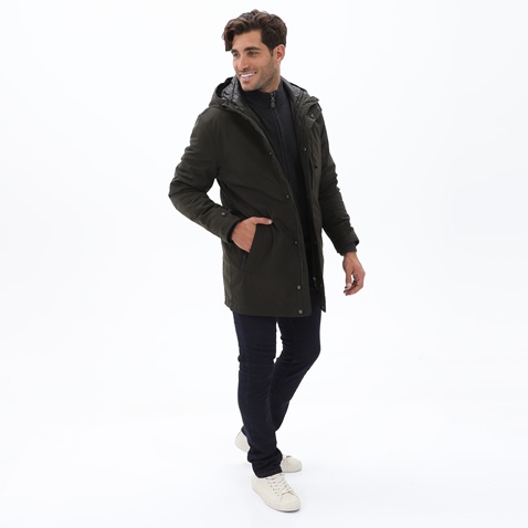 NAVY & GREEN-Ανδρικό jacket τύπου parka NAVY & GREEN λαδί