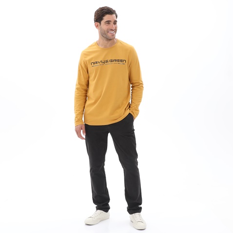 NAVY & GREEN-Ανδρικό t-shirt NAVY & GREEN μουσταρδί