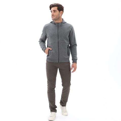 NAVY & GREEN-Ανδρική φούτερ ζακετα NAVY & GREEN γκρι