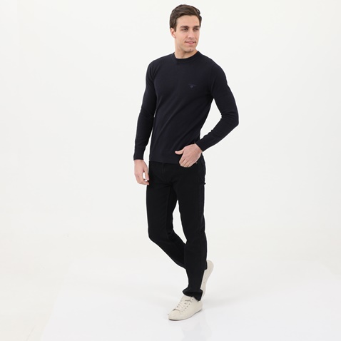 NAVY & GREEN-Ανδρικό basic πουλόβερ NAVY & GREEN μπλε σκούρο