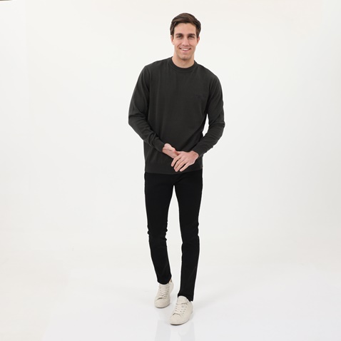 NAVY & GREEN-Ανδρικό basic πουλόβερ NAVY & GREEN πράσινο σκούρο