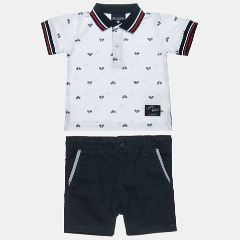 ALOUETTE-Παιδικό σετ από polo μπλούζα και chino βερμούδα ALOUETTE λευκό μπλε