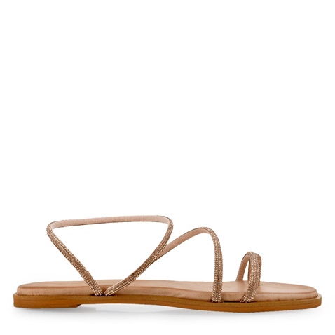 TSAKIRIS MALLAS-Γυναικεία flats πέδιλα TSAKIRIS MALLAS O41009741 ροζ χρυσά