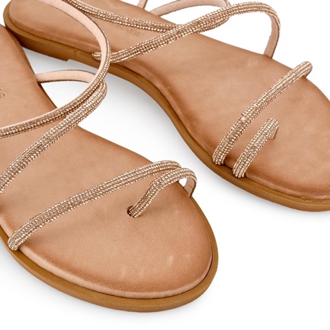 TSAKIRIS MALLAS-Γυναικεία flats πέδιλα TSAKIRIS MALLAS O41009741 ροζ χρυσά