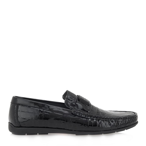 GIOVANNI MORELLI-Ανδρικά παπούτσια loafers GIOVANNI MORELLI P562A0941 μαύρα κροκό λουστρίνι