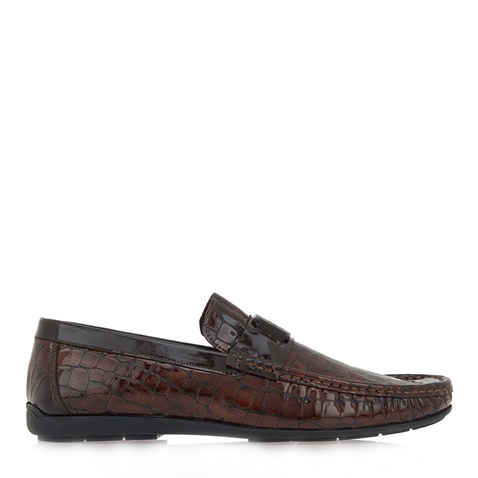 GIOVANNI MORELLI-Ανδρικά παπούτσια loafers GIOVANNI MORELLI P562A0941 καφε κροκό λουστρίνι