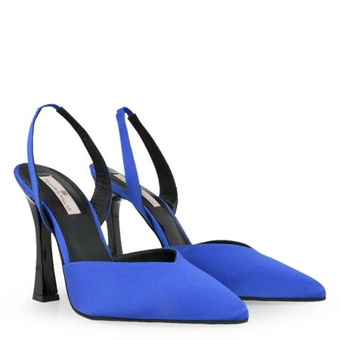 TSAKIRIS MALLAS-Γυναικείες γόβες slingback TSAKIRIS MALLAS O41009025 μπλε ηλεκτρίκ σατέν