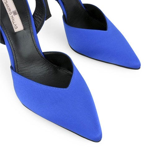 TSAKIRIS MALLAS-Γυναικείες γόβες slingback TSAKIRIS MALLAS O41009025 μπλε ηλεκτρίκ σατέν