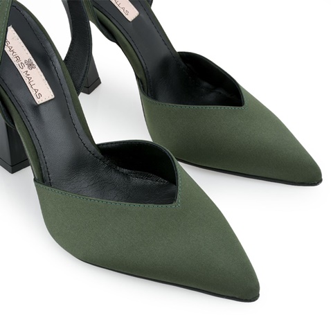 TSAKIRIS MALLAS-Γυναικείες γόβες slingback TSAKIRIS MALLAS O41009025 χακί σατέν