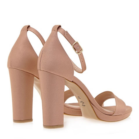 JK LONDON-Γυναικεία πέδιλα JK LONDON Q40965016 μπεζ nude σατέν