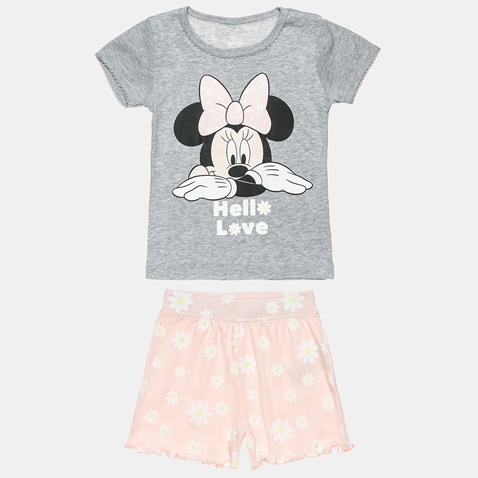 DISNEY-Παιδικό σετ πιτζάμας Disney Minnie Mouse γκρι ροζ floral