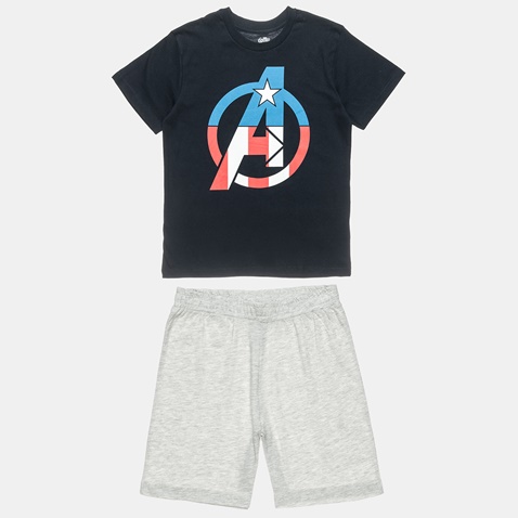 DISNEY-Παιδικό σετ πιτζάμας DISNEY Marvel Avengers μαύρο γκρι