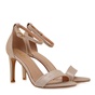 JK LONDON-Γυναικεία πέδιλα JK LONDON Q492A9835 πλατινέ με glitter
