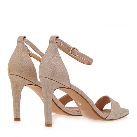 JK LONDON-Γυναικεία πέδιλα JK LONDON Q492A9835 πλατινέ με glitter