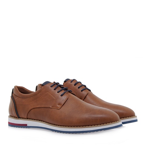 JK LONDON-Ανδρικά casual δετά παπούτσια JK LONDON Q592A6621 καφέ ταμπά μπλε