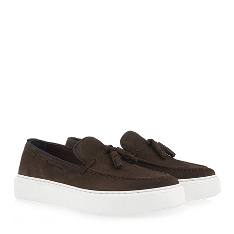 OZIYS-Ανδρικά loafers OZIYS Q560A6012 καφέ nubuck