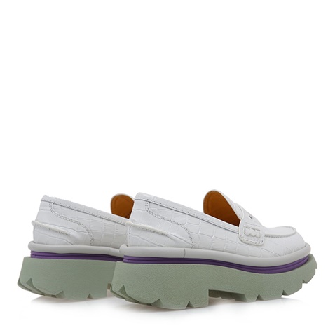 4CCCCEES-Γυναικεία loafers 4CCCCEES O115A0273 λευκά πράσινα