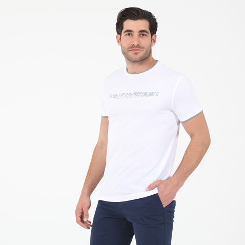 NAVY & GREEN-Ανδρικό t-shirt NAVY & GREEN λευκό