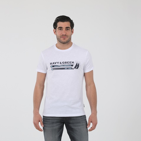 NAVY & GREEN-Ανδρικό t-shirt NAVY & GREEN λευκό