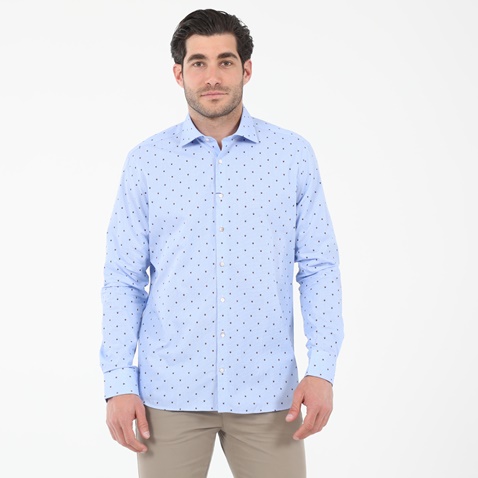 NAVY & GREEN-Ανδρικό πουκάμισο NAVY & GREEN FIT LINE μπλε καφέ