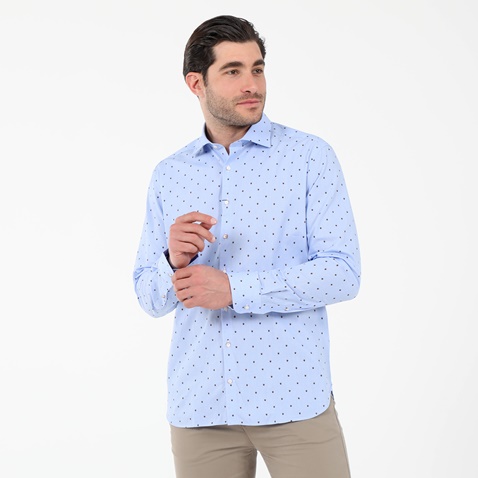 NAVY & GREEN-Ανδρικό πουκάμισο NAVY & GREEN FIT LINE μπλε καφέ