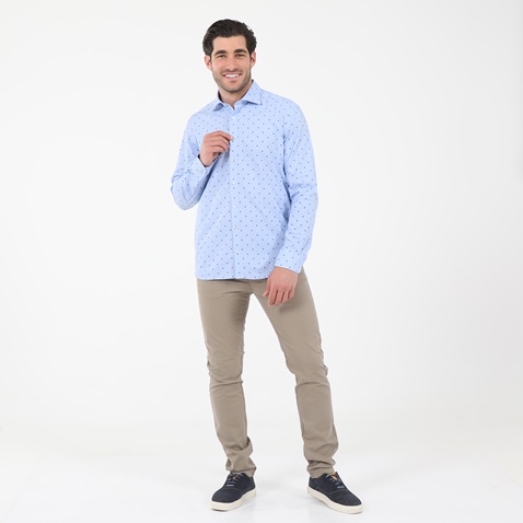 NAVY & GREEN-Ανδρικό πουκάμισο NAVY & GREEN FIT LINE μπλε καφέ