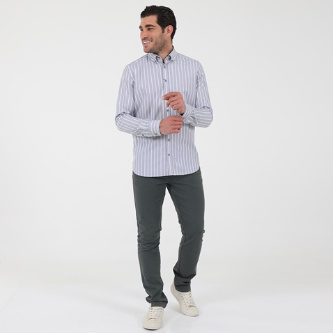 NAVY & GREEN-Ανδρικό πουκάμισο NAVY & GREEN COMFORT FIT μπλε λευκό ριγέ