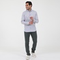 NAVY & GREEN-Ανδρικό πουκάμισο NAVY & GREEN COMFORT FIT μπλε λευκό ριγέ