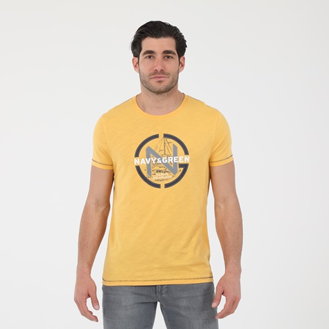 NAVY & GREEN-Ανδρικό t-shirt NAVY & GREEN κίτρινο