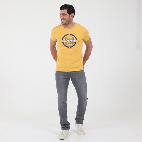 NAVY & GREEN-Ανδρικό t-shirt NAVY & GREEN κίτρινο