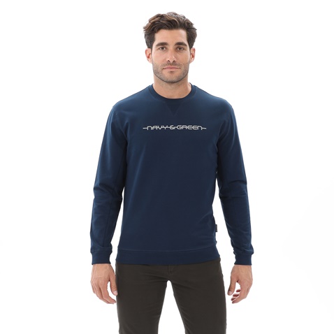 NAVY & GREEN-Ανδρική φούτερ μπλούζα NAVY & GREEN πετρόλ
