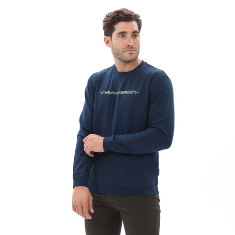 NAVY & GREEN-Ανδρική φούτερ μπλούζα NAVY & GREEN πετρόλ