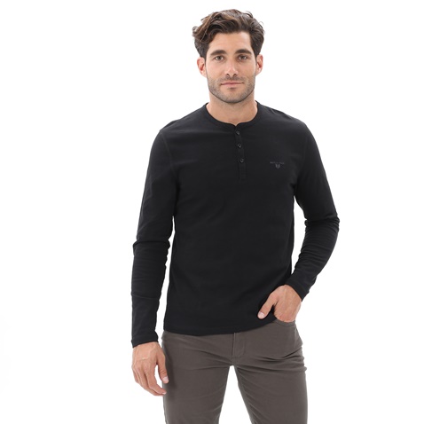 NAVY & GREEN-Ανδρικό μακρυμάνικο t-shirt NAVY & GREEN μαύρο