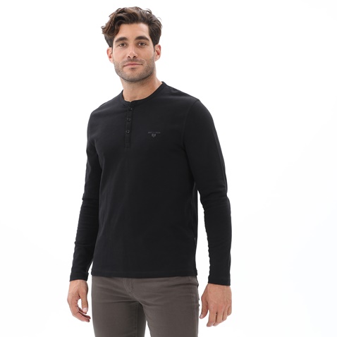 NAVY & GREEN-Ανδρικό μακρυμάνικο t-shirt NAVY & GREEN μαύρο