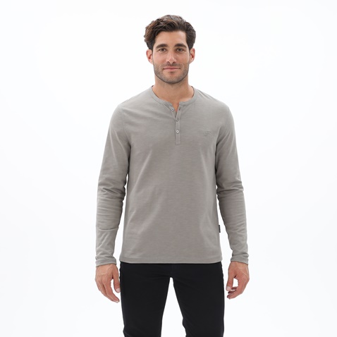NAVY & GREEN-Ανδρικό μακρυμάνικο t-shirt NAVY & GREEN γκρι