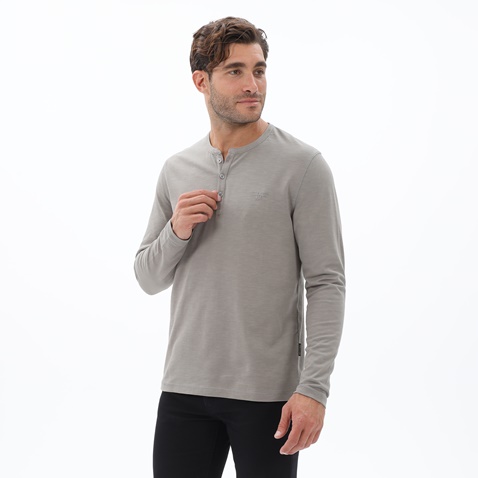 NAVY & GREEN-Ανδρικό μακρυμάνικο t-shirt NAVY & GREEN γκρι