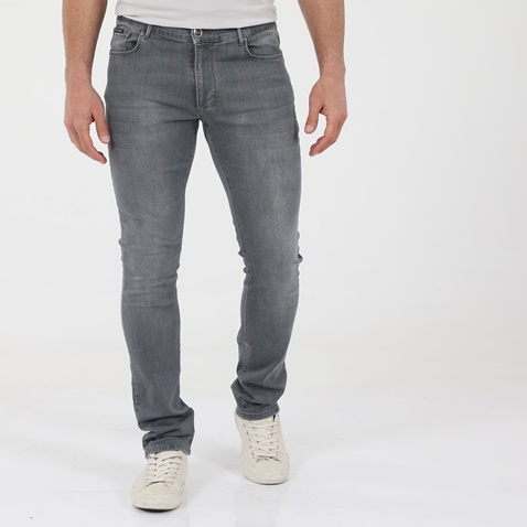 NAVY & GREEN-Ανδρικό jean παντελόνι NAVY & GREEN LOW WAIST γκρι