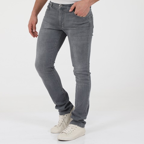 NAVY & GREEN-Ανδρικό jean παντελόνι NAVY & GREEN LOW WAIST γκρι
