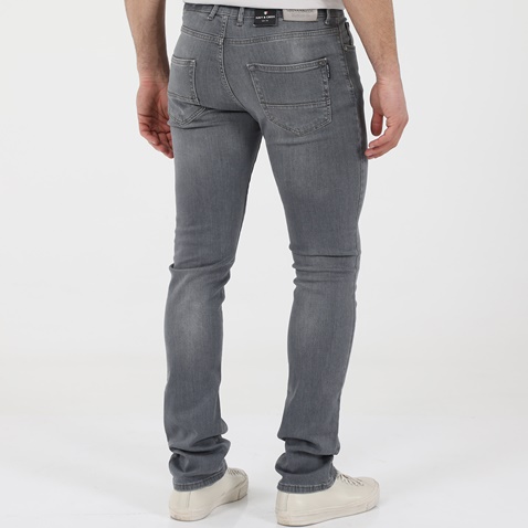 NAVY & GREEN-Ανδρικό jean παντελόνι NAVY & GREEN LOW WAIST γκρι