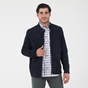NAVY & GREEN-Ανδρικό δερμάτινο jacket NAVY & GREEN μπλε