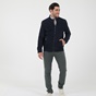 NAVY & GREEN-Ανδρικό δερμάτινο jacket NAVY & GREEN μπλε