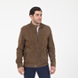 NAVY & GREEN-Ανδρικό δερμάτινο jacket NAVY & GREEN χακί