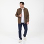 NAVY & GREEN-Ανδρικό δερμάτινο jacket NAVY & GREEN χακί